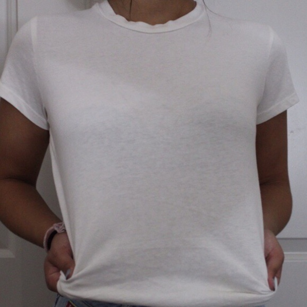 Brandy Melville White Cropped Tee